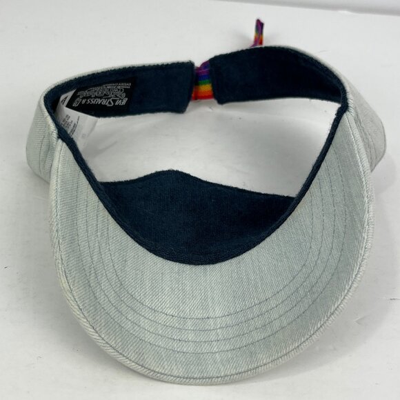 Levi's Sunvisor Cap Size Adjustable Blue Denim Cotton Rainbow Logo - Picture 5 of 6